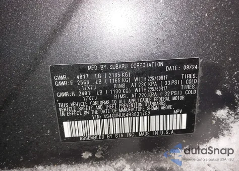 2024 Subaru Crosstrek Wilderness z USA, uszkodzony, nr VIN 4S4GUHU64R3831752